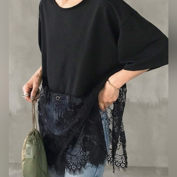 Black Lace Overlay Top - Picture 6 of 10